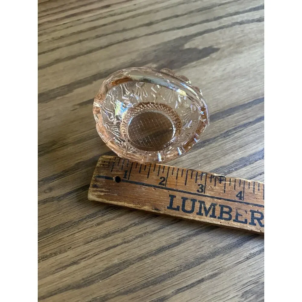 Vintage Pink Depression Glass Basket Small 3” Diameter Floral Glass Mini Basket